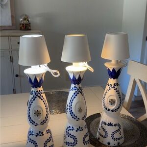 Elegant Blue and White Floral Table Lamps